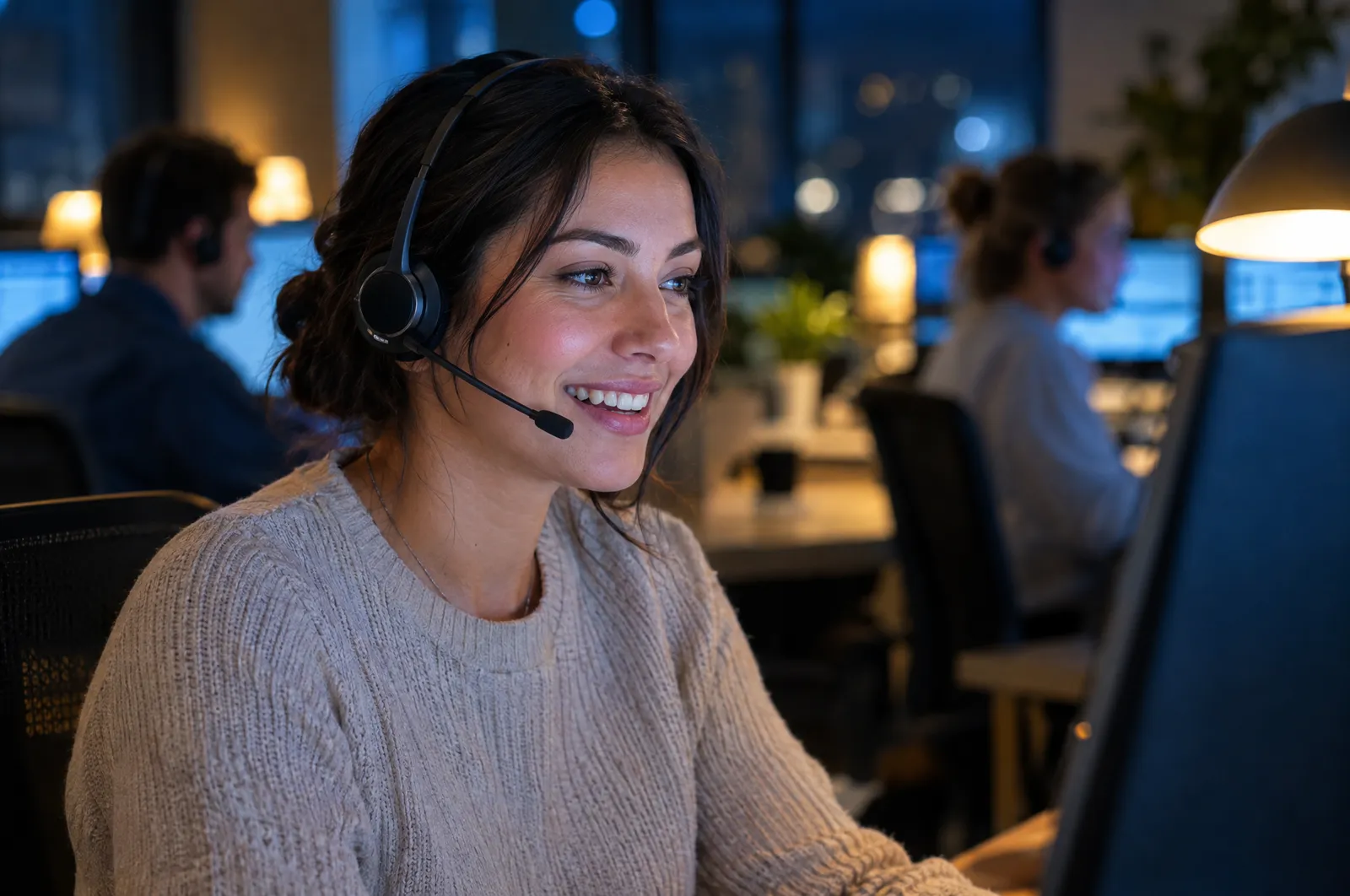 A Digitech customer service agent answering a call